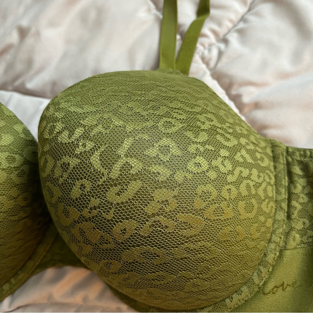 Victoria’s Secret Pink Wear Everywhere Push-up Olive Green Leopard Print Bra - Picture 2 of 8